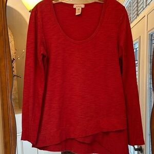 Sundance Red Long Sleeve Scoop Neck Tee